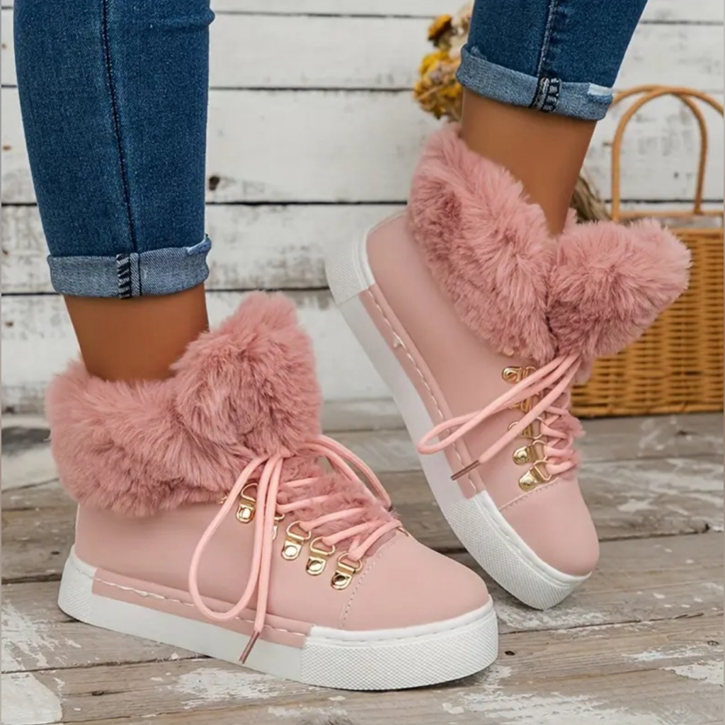 Baby Pink Fur Tennis Shoes